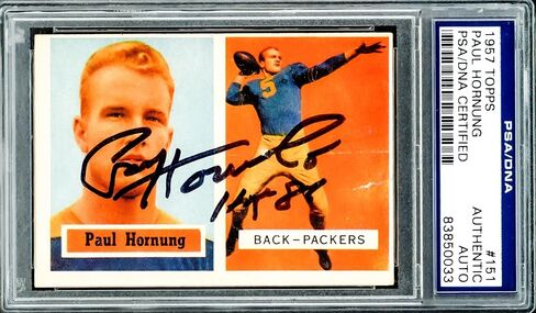 Paul Hornung Autographed 1957 Topps Rookie Card #151 Bay Packers PSA/DNA #83850033 - Football Slabbed Autographed Rookie Cards in Kuwait