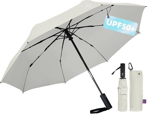 UV Sun Umbrella for Sun Protection & Rain - Compact Travel Windproof Folding, Automatic Open/Close, 42" Canopy with color coating, UPF 50+ UV Blocking, TSA Approved in Kuwait