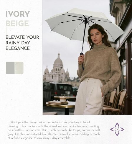 UV Sun Umbrella for Sun Protection & Rain - Compact Travel Windproof Folding, Automatic Open/Close, 42" Canopy with color coating, UPF 50+ UV Blocking, TSA Approved in Kuwait