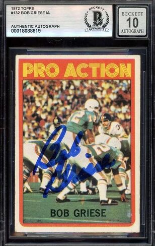 بوب غريس جوهر Mint 10 Beckett Bas توقيع 1972 Topps in Action Autograph - بطاقات كرة القدم الموقعة من اتحاد كرة القدم الأميركي in Saudi Arabia