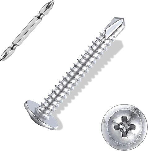 #8×1-1/4″ Sheet Metal Screws 200Pcs, 410 Stainless Steel Self Drilling Screws, Truss Head Fast Self Tapping Screws in Saudi Arabia