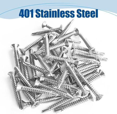 #8×1/2″ Sheet Metal Screws 400Pcs, 410 Stainless Steel Self Drilling Screws, Flat Head Phillips Fast Self Tapping Screws in Saudi Arabia