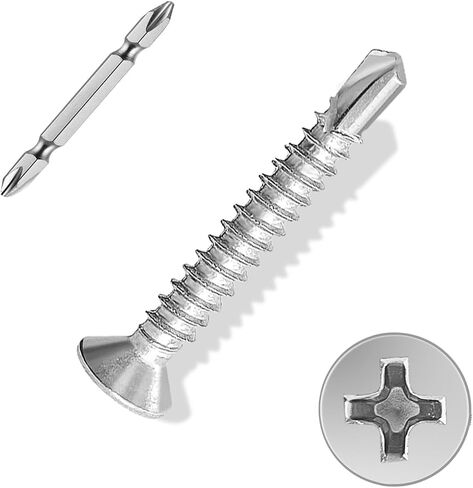 #8×1/2″ Sheet Metal Screws 400Pcs, 410 Stainless Steel Self Drilling Screws, Flat Head Phillips Fast Self Tapping Screws in Saudi Arabia