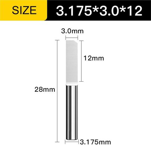 Vsharp Carbide 1 Flute Engraving Bit CNC Tool 3.175 4 6mm Flat Bottom End Mill Acrylic MDF Wood Carving Column Milling Cutter(3.175x3x12) in Saudi Arabia
