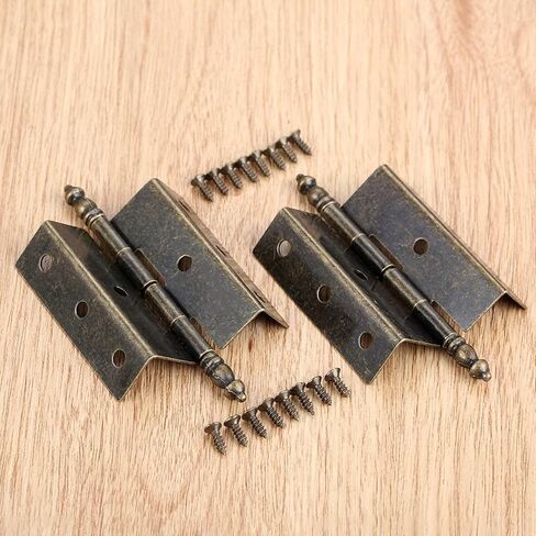 Antique Latch Hasp,Retro Bronze Iron Hinges,Butt Hinges Connectors 2Pcs Bronze Hinges Antique Vintage Tone Cabinet Door Luggage Crown Hinge 8 Holes Decor Furniture Decoration with 16 srews Door Hinge in Saudi Arabia