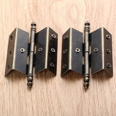 Antique Latch Hasp,Retro Bronze Iron Hinges,Butt Hinges Connectors 2Pcs Bronze Hinges Antique Vintage Tone Cabinet Door Luggage Crown Hinge 8 Holes Decor Furniture Decoration with 16 srews Door Hinge in Saudi Arabia