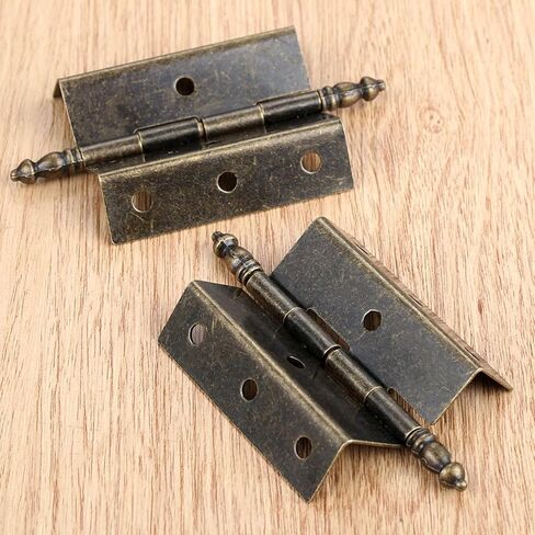 Antique Latch Hasp,Retro Bronze Iron Hinges,Butt Hinges Connectors 2Pcs Bronze Hinges Antique Vintage Tone Cabinet Door Luggage Crown Hinge 8 Holes Decor Furniture Decoration with 16 srews Door Hinge in Saudi Arabia