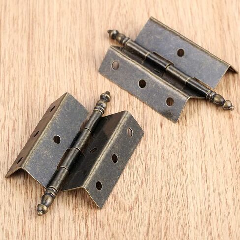 Antique Latch Hasp,Retro Bronze Iron Hinges,Butt Hinges Connectors 2Pcs Bronze Hinges Antique Vintage Tone Cabinet Door Luggage Crown Hinge 8 Holes Decor Furniture Decoration with 16 srews Door Hinge in Saudi Arabia