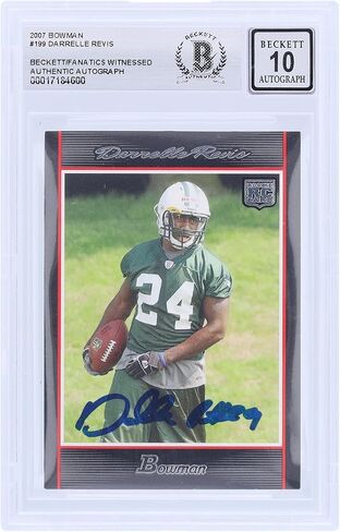Darrelle Revis New York Jets Autographed 2007 Bowman #199 Beckett Fanatics Witnessed Authenticated 10 Rookie Card - Football Slabbed Autographed Rookie Cards in Kuwait