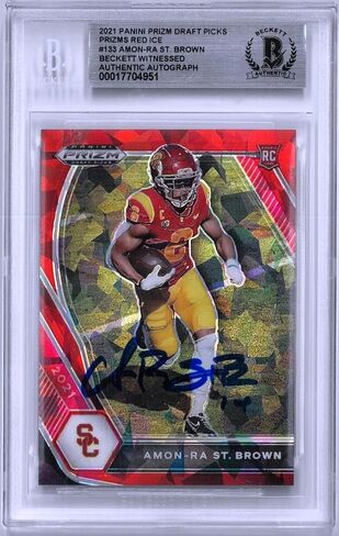 Amon -ra St. Brown تم توقيعه 2021 بطاقة Panini Prizm Draft Ice Rookie - بطاقات الصاعد الموقعة لكرة القدم in Saudi Arabia