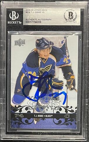 وقعت TJ Oshie 2008 Upper Deck Young Guns Card Beckett Auto 006 - بطاقات الصاعد الموقعة من الهوكي in Saudi Arabia