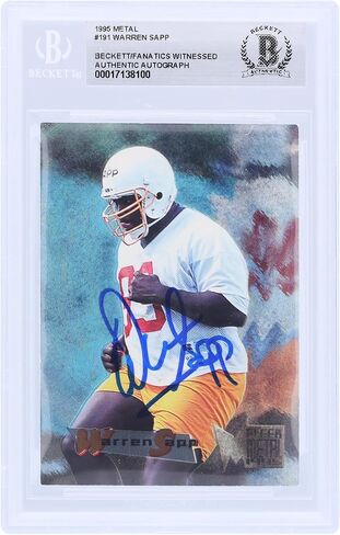 Warren Sapp Tampa Bay Buccaneers تم توقيفهم 1995 Fleer Metal #191 Beckett Punatics شهدت بطاقة صاعد مصادقة - بطاقات صاعد موقعة لكرة القدم in Saudi Arabia