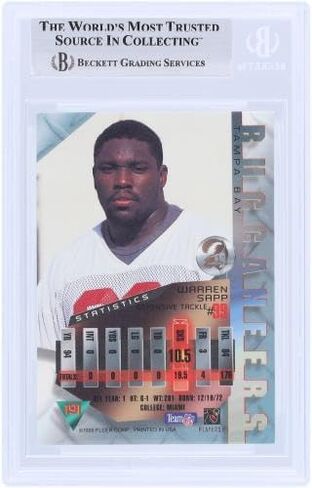 Warren Sapp Tampa Bay Buccaneers تم توقيفهم 1995 Fleer Metal #191 Beckett Punatics شهدت بطاقة صاعد مصادقة - بطاقات صاعد موقعة لكرة القدم in Saudi Arabia