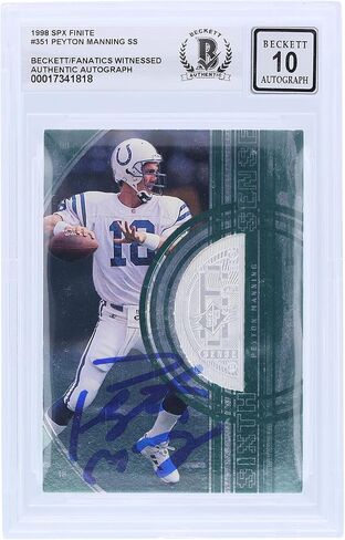 Peyton Manning Indianapolis Colts موقعة 1998 Upper Deck SPX Finite #351 #/2700 Beckett Funatics شهدت 10 بطاقة صاعد - بطاقات صاعد كرة القدم موقعة in Kuwait