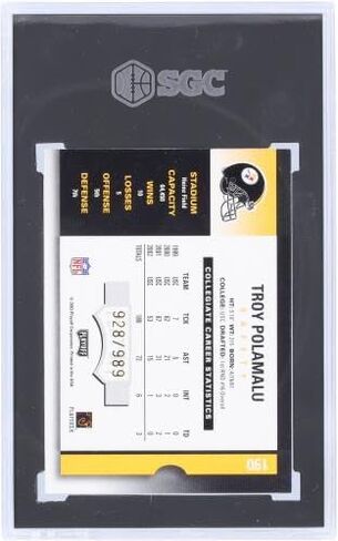 Troy Polamalu Pittsburgh Steelers Autographed 2003 Playoff Contenders Autograph #190#928/989 SGC Authenticated 9 Rookie Card - Football Slabbed Autographed Rookie Cards in Saudi Arabia