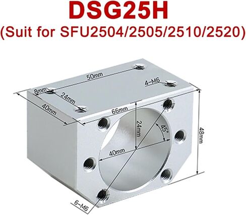 1PC Ballscrew Nut Housing DSG12H DSG16H DSG20H DSG25H DSG32H Nut Holder for Ball Screw SFU1605/2005/2505(DSG16H) in Saudi Arabia