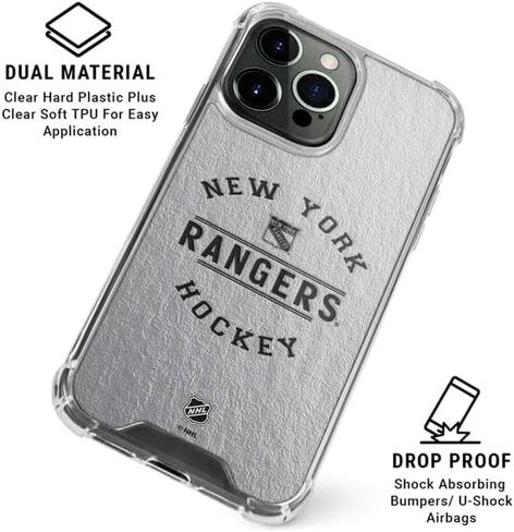 حالة هاتف Clear Skinit متوافقة مع iPhone 16 Pro - NHL NHL New York Rangers Design Black Text Design in Saudi Arabia