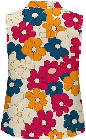 Womens Sleeveless Golf Shirt Moisture Wicking Athletic Golf Tank Top Hippie Flower Printed Polo Tennis Shirts in Kuwait