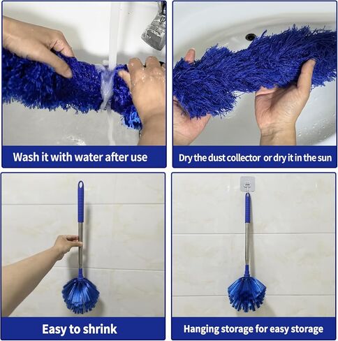 Duster Cobweb مع عمود تمديد ، مجموعة منفضة التنظيف القابلة للغسل مع 2 رؤوس منفضة ، DOCNC COBWEB ، DUST عالية السقف ، 15-100 بوصة القطب تلسكوب الألمنيوم الطويل لمروحة السقف والسقف السقف والأسقف العالية in Saudi Arabia