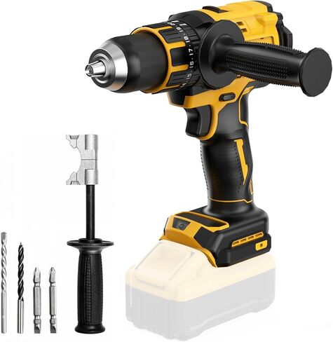 Cordless Hammer Drill Compatible with Dewalt 20V Max Battery(No Battery) Electric Drill with Brushless Motor, 1/2" Keyless Metal Chuck,4pcs Bit for Drilling Brick Wall, Metal, Wood, Screws in Saudi Arabia