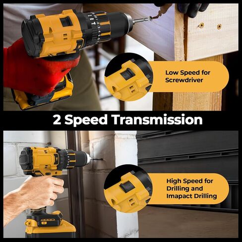 Cordless Hammer Drill Compatible with Dewalt 20V Max Battery(No Battery) Electric Drill with Brushless Motor, 1/2" Keyless Metal Chuck,4pcs Bit for Drilling Brick Wall, Metal, Wood, Screws in Saudi Arabia