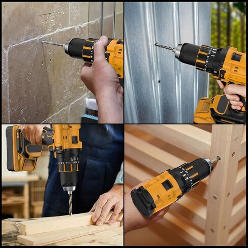 Cordless Hammer Drill Compatible with Dewalt 20V Max Battery(No Battery) Electric Drill with Brushless Motor, 1/2" Keyless Metal Chuck,4pcs Bit for Drilling Brick Wall, Metal, Wood, Screws in Saudi Arabia