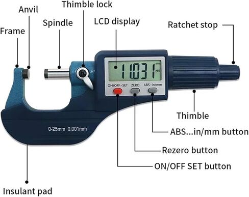 0-25/25-50/50-75/100mm Digital Outside Micrometer Gauge 0.001mm Digital Tools(50-75mm) in Kuwait