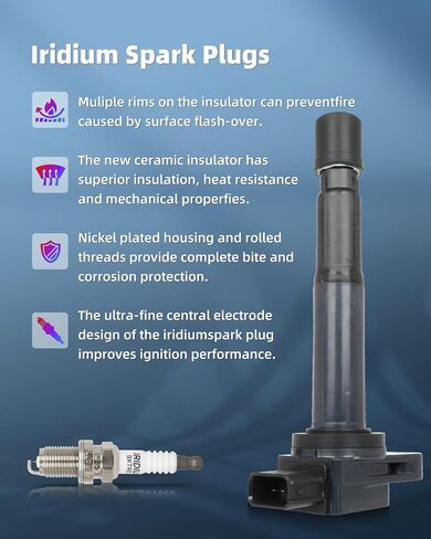 ECCPP UF522 8 ignition coils with 8 iridium Spark Plugs 7092,coils packs,for BMW 545i 645Ci 745i 745Li X5 Morgan Aero 8,UF522 CU1171 IIS063 in Saudi Arabia
