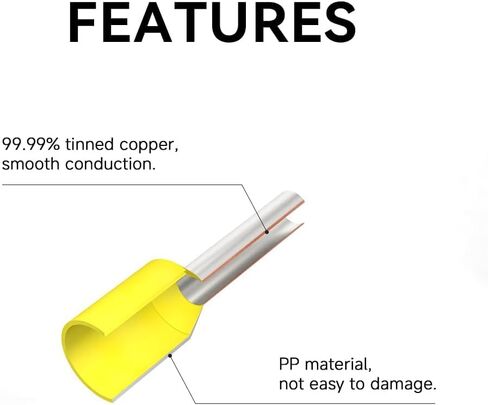 HKS 100PCS Wire Ferrules Connectors - AWG4-25.0mm² Copper Barrel Pin Cord Ends Insulated Ferrule Terminals for Wiring Electrical Crimp E25-16 Black in Saudi Arabia