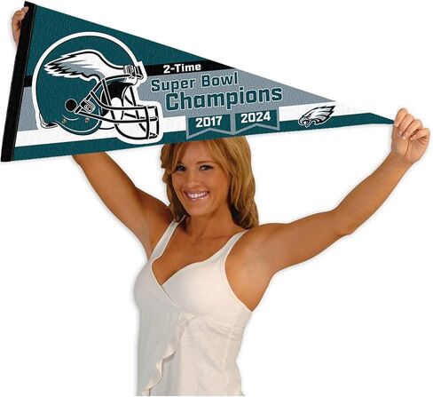 Eagles Super Bowl LIX and 2 Time Champions Full Size Large Pennant in Saudi Arabia