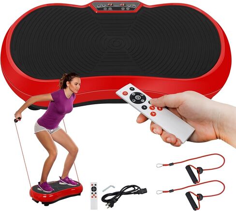 SUPER DEAL Pro Vibration Plate Exercise Machine - Whole Body Workout Vibration Fitness Platform Fit Massage Workout Trainer w/Loop Bands + Bluetooth + Remote, 99 Levels in Kuwait