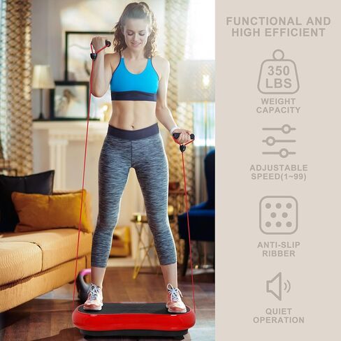 SUPER DEAL Pro Vibration Plate Exercise Machine - Whole Body Workout Vibration Fitness Platform Fit Massage Workout Trainer w/Loop Bands + Bluetooth + Remote, 99 Levels in Kuwait