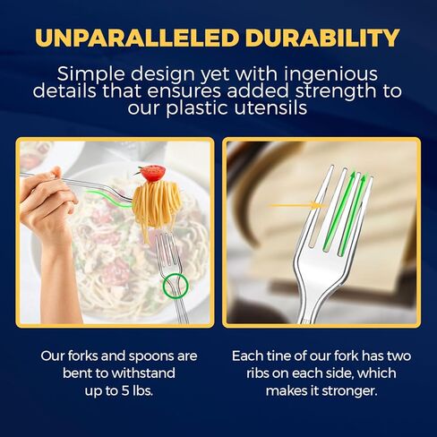 360 Count Extra Heavy Duty Plastic Silverware Set – Heat Resistant & BPA Free Disposable Silverware Cutlery 150 Forks, 150 Spoons, 60 Knives – Clear Premium Plastic Utensils for Parties & Events in Saudi Arabia