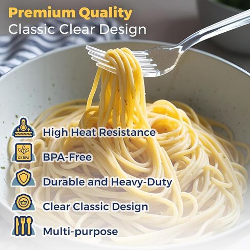 360 Count Extra Heavy Duty Plastic Silverware Set – Heat Resistant & BPA Free Disposable Silverware Cutlery 150 Forks, 150 Spoons, 60 Knives – Clear Premium Plastic Utensils for Parties & Events in Saudi Arabia