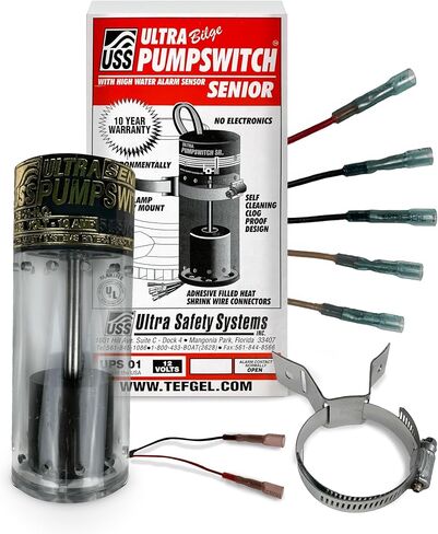 ULTRA Bilge Pumpswitch Sr. Float UPS-01, High Water Sensitivity Sensor, Reliable Automatic Pump Switch Activation for Boats and Yachts, Durable Construction, 12 Volt - Normally Open Alarm Circuit in Saudi Arabia