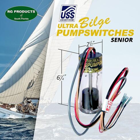 ULTRA Bilge Pumpswitch Sr. Float UPS-01, High Water Sensitivity Sensor, Reliable Automatic Pump Switch Activation for Boats and Yachts, Durable Construction, 12 Volt - Normally Open Alarm Circuit in Saudi Arabia