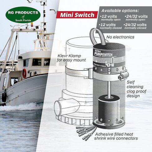 ULTRA Bilge Pumpswitch Sr. Float UPS-01, High Water Sensitivity Sensor, Reliable Automatic Pump Switch Activation for Boats and Yachts, Durable Construction, 12 Volt - Normally Open Alarm Circuit in Saudi Arabia