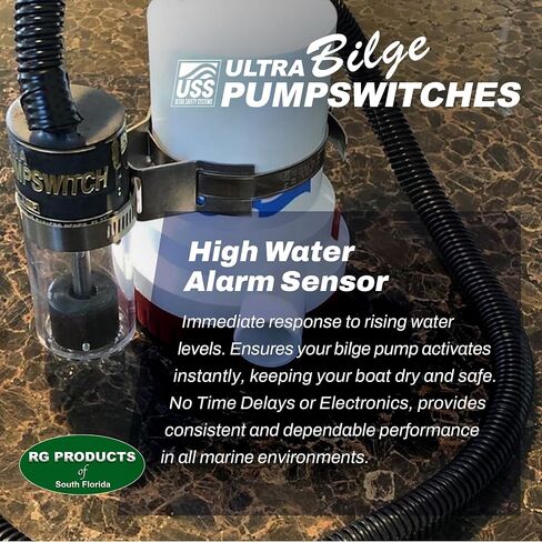 ULTRA Bilge Pumpswitch Sr. Float UPS-01, High Water Sensitivity Sensor, Reliable Automatic Pump Switch Activation for Boats and Yachts, Durable Construction, 12 Volt - Normally Open Alarm Circuit in Saudi Arabia