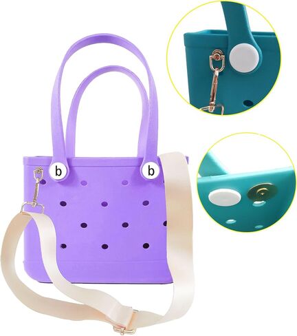 Small Rubber Tote Bag with Adjustable Strap, Small Beach Bag,Washable Tote Portable Travel Bag for Travel Gym Picnic Pool Outings, Lightweight, Durable(Light Pink) in Saudi Arabia