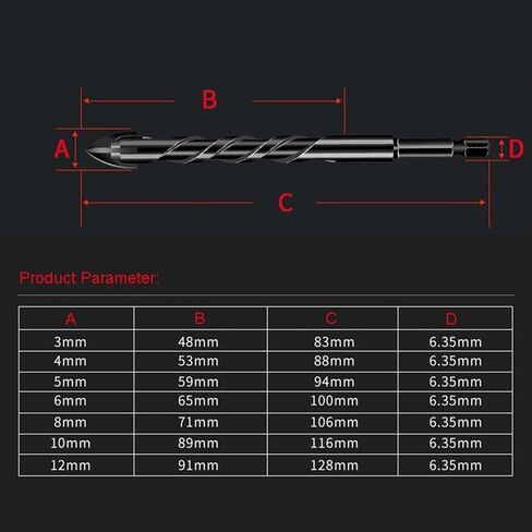 5Pcs Glass Ceramic Concrete Tile Drill Bits Hole Opener 4 Blades Carbide Tip Twist Cross Hex Drill Bit 4/5/6/8/10mm in Saudi Arabia
