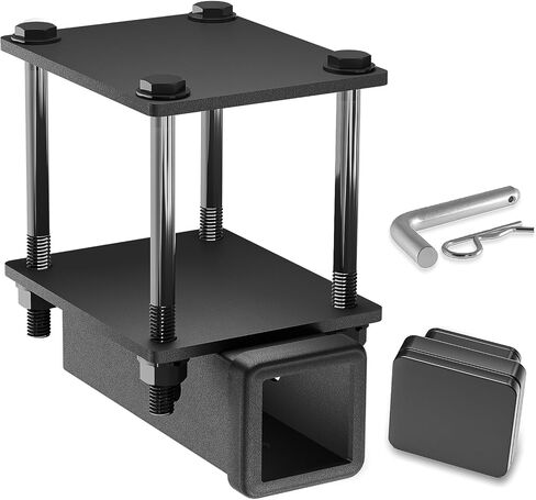 Clamp On Trailer Hitch Receiver 2" Ball Mount Adapter Compatible with Tractor Bucket Forklift Bucket, Trailer Hitch Attachment for Deere Bobcat Kubota Tractor Bucket, Black in Saudi Arabia