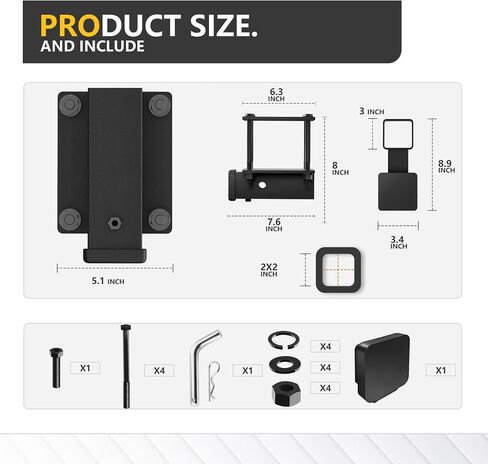 Clamp On Trailer Hitch Receiver 2" Ball Mount Adapter Compatible with Tractor Bucket Forklift Bucket, Trailer Hitch Attachment for Deere Bobcat Kubota Tractor Bucket, Black in Saudi Arabia