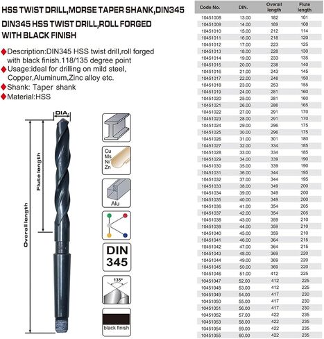 1Pcs 13mm-60mm HSS Taper Shank Twist Drill Bit(13/14/15/16/17/18/19/20/21/22/23/24/25/27/30/31/32/33/35/40/41/42/45/50/55/60mm)(53) in Saudi Arabia