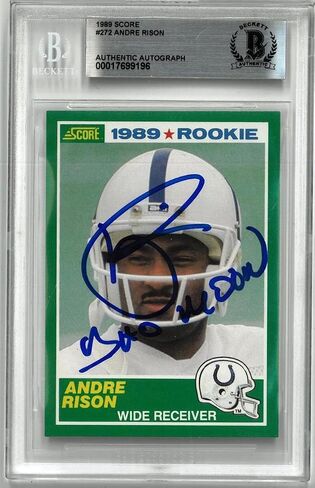 Andre Rison Autographed 1989 Score Rookie Card w/Bad Moon - Football Slabbed Autographed Rookie Cards in Saudi Arabia
