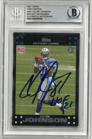 Calvin Johnson موقعة 2007 Topps 1st Edition بطاقة الصاعد - بطاقات الصاعد الموقعة لكرة القدم in Saudi Arabia