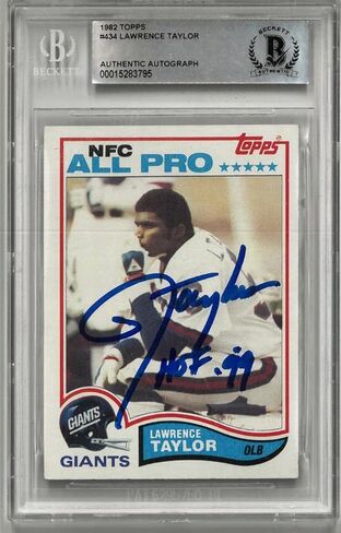 Lawrence Taylor Autographed 1982 Topps Rookie Card w/HOF - Football Slabbed Autographed Rookie Cards in Saudi Arabia