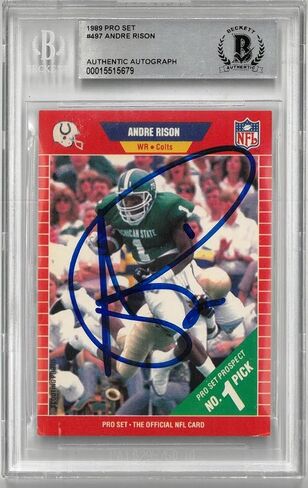 Andre Rison Autographed 1989 Pro Set Rookie Card - Football Slabbed Autographed Rookie Cards in Saudi Arabia