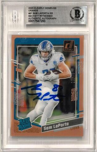 Sam Laporta تم توقيعه 2023 بوضوح بطاقة Donruss Orange Rookie - بطاقات الصاعد الموقعة من كرة القدم in Saudi Arabia