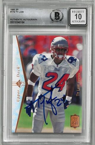 Ty Law Autographed 10 Grade 1995 Upper Deck SP Rookie Card - Football Slabbed Autographed Rookie Cards in Kuwait