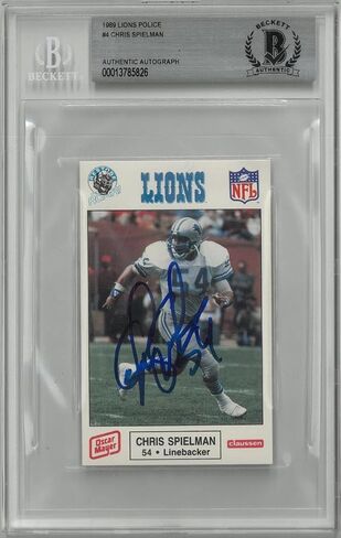 Chris Spielman Autographed 1989 Police Rookie Card - Football Slabbed Autographed Rookie Cards in Saudi Arabia